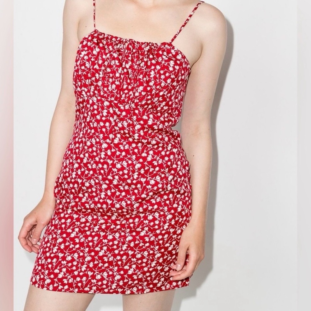 Reformation Red Floral Abbott Mini Dress 6